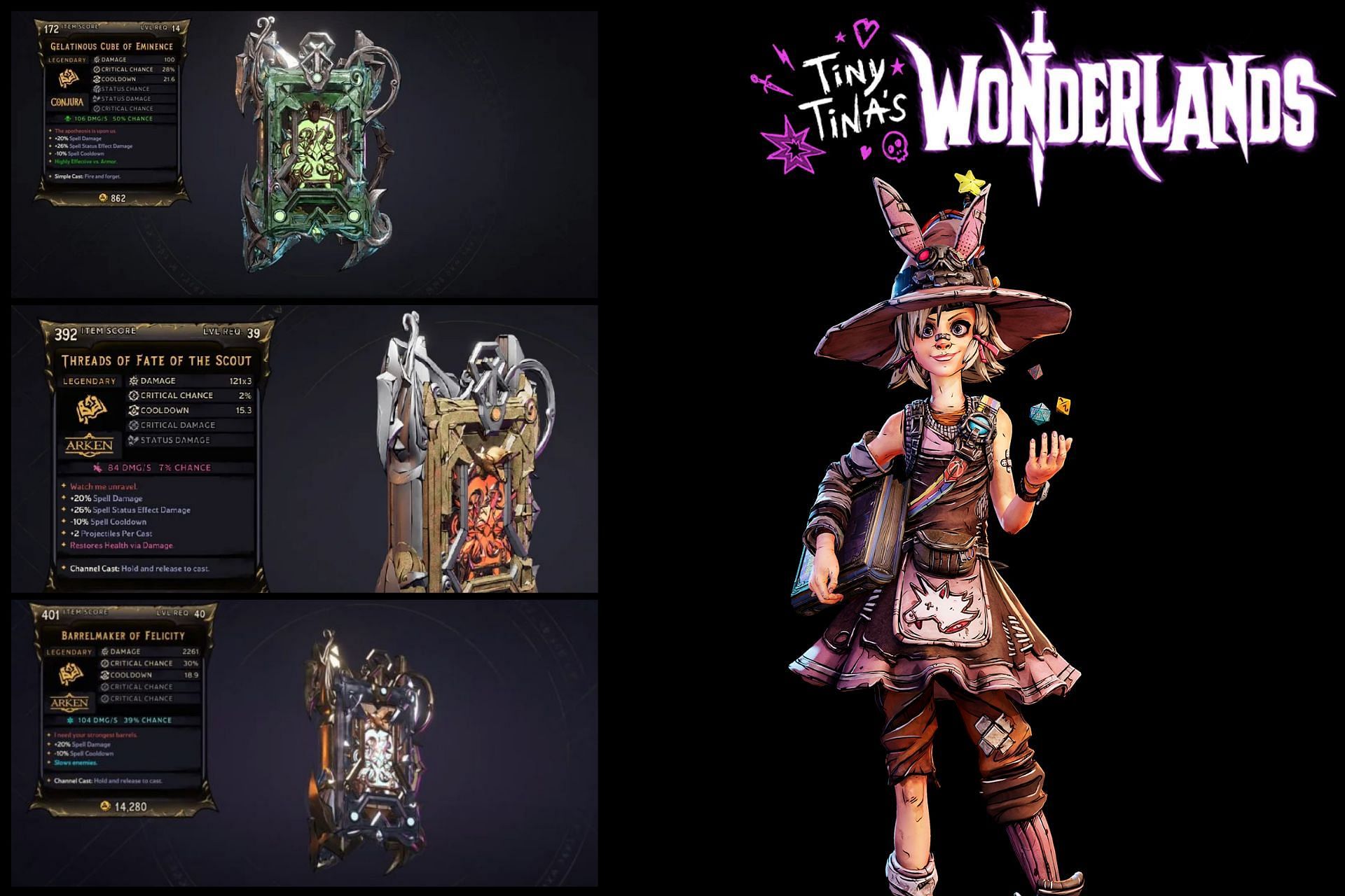 There are plenty of legendary spells to pick up, but where to start in Tiny Tina&#039;s Wonderlands? (Image via Sportskeeda)