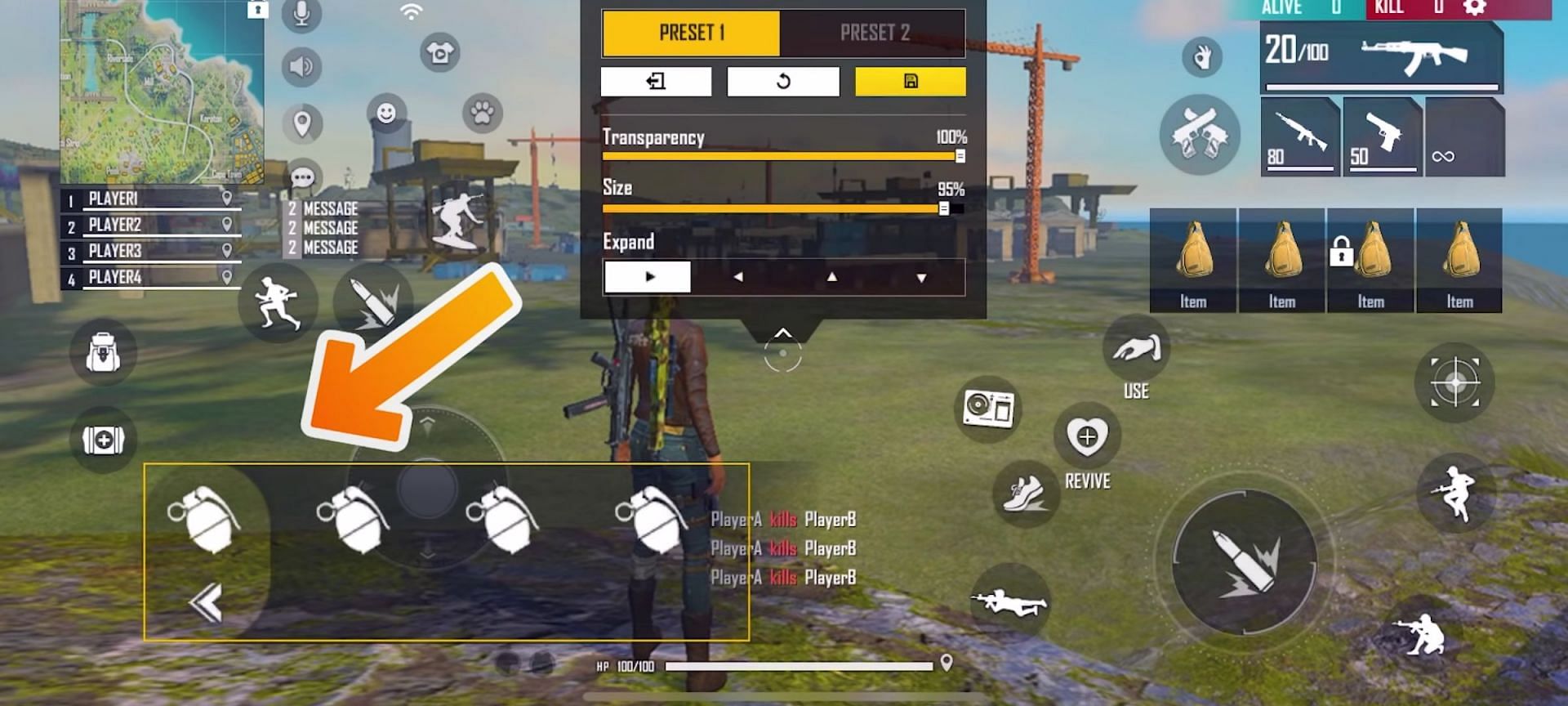Best Free Fire HUD settings for aggressive players (Image via Garena)