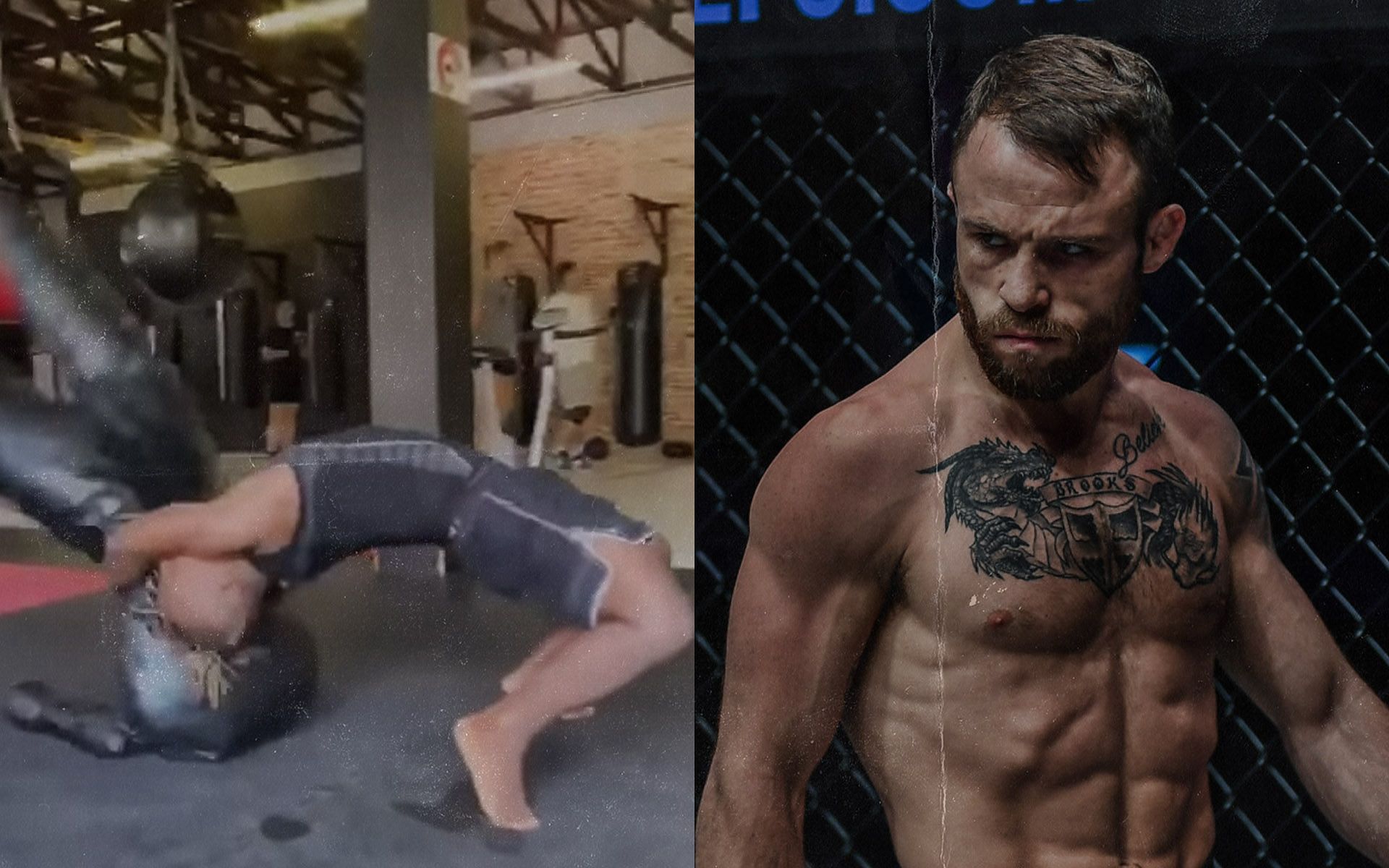 Jarred Brooks (R) is not fazed by Bokang Masunyane&#039;s display (L) in training [Photos: ONE Championship]