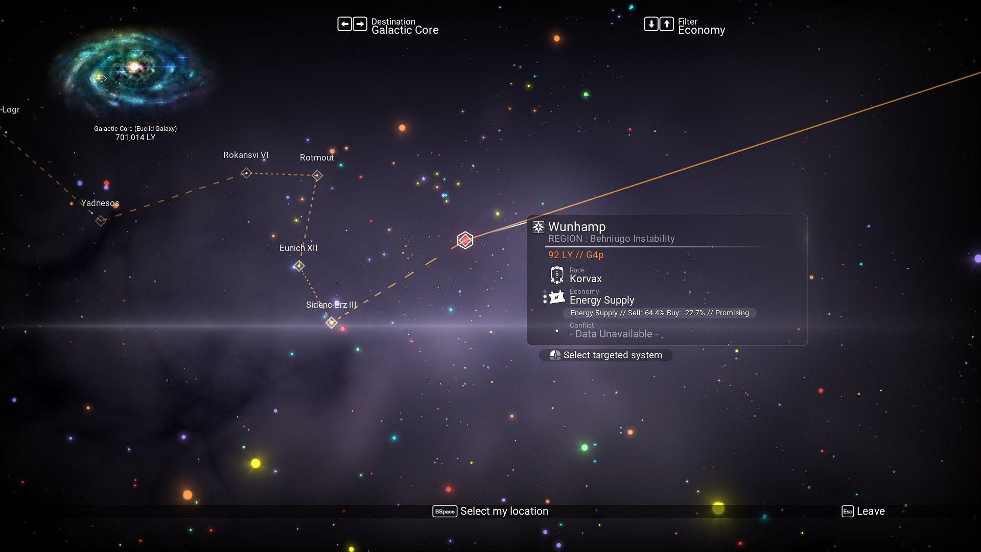 Economy filter in the Galaxy Map (Image via No Man&#039;s Sky)