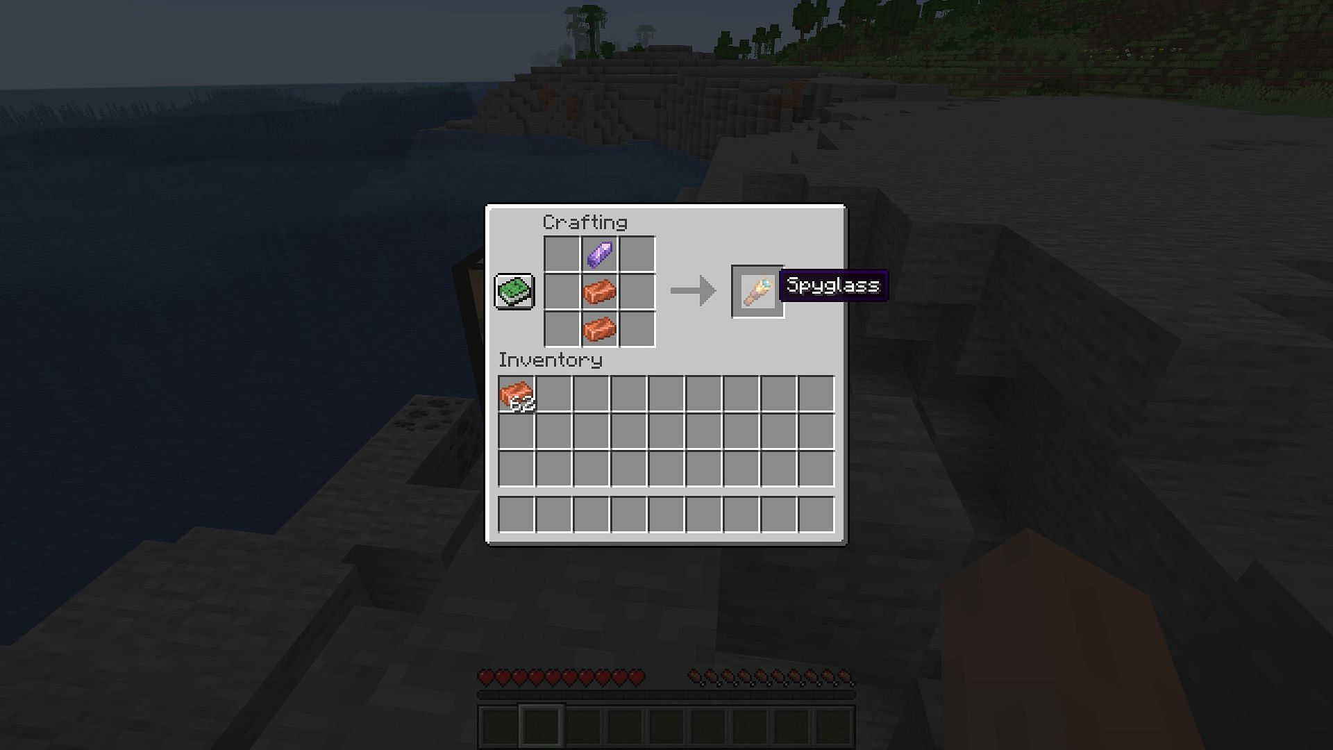A player crafting a spyglass (Image via Minecraft 1.18)