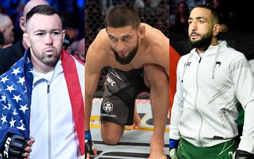 Colby Covington (left); Khamzat Chimaev (center); Belal Muhammad (right)