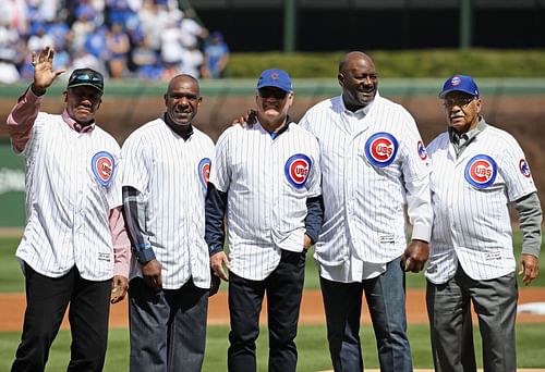 Fergie Jenkins with teammates from the Chicago Cubs