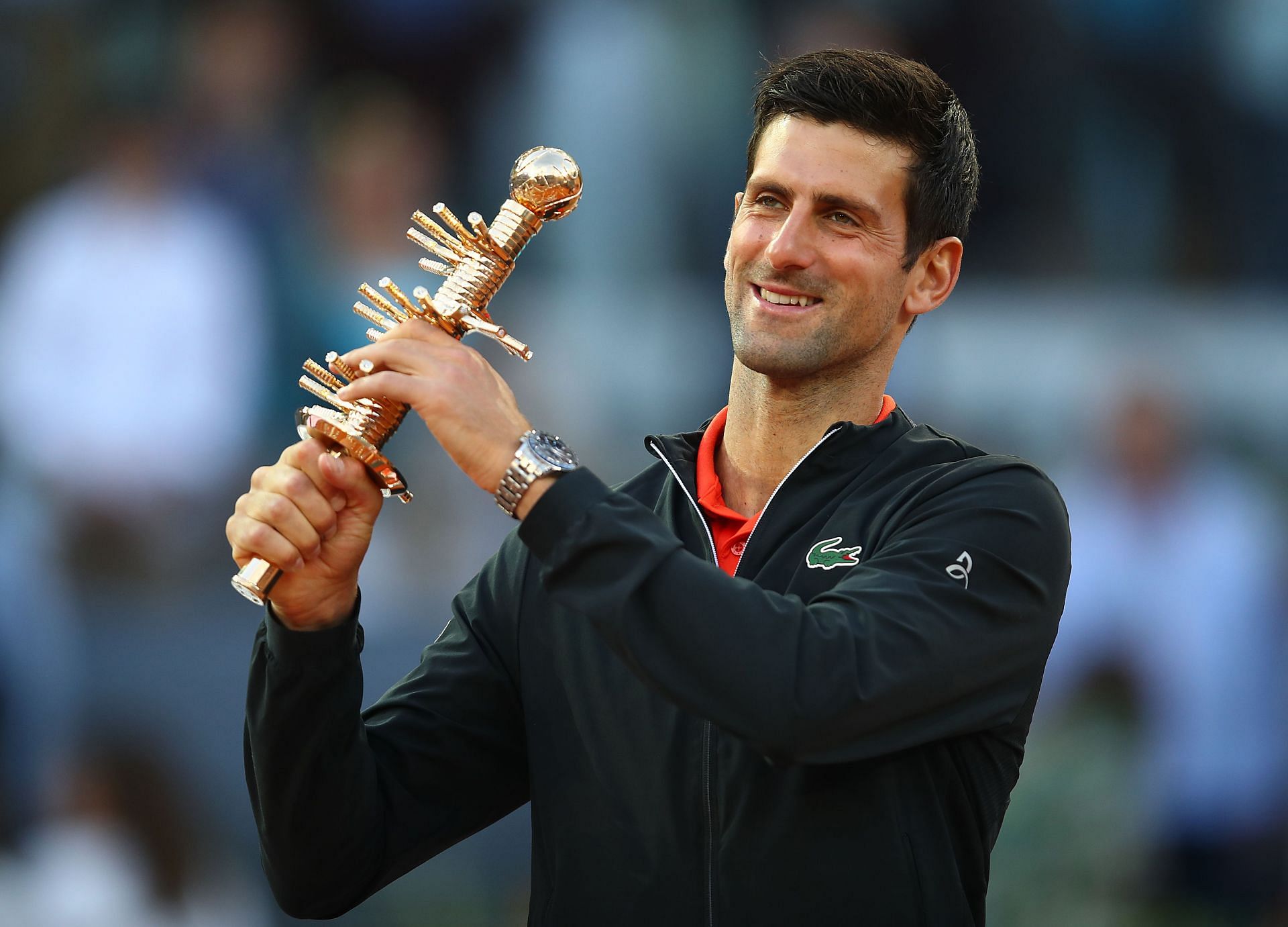 Novak Djokovic with the Madrid Open trophy
