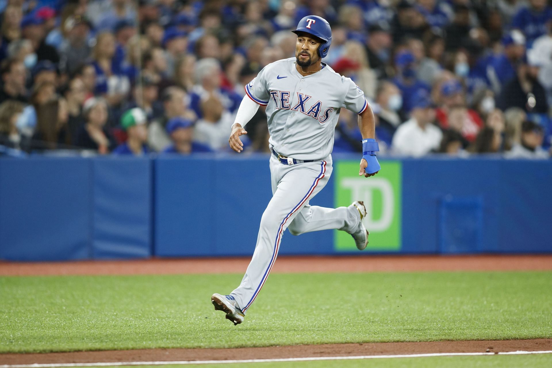 Marcus Semien is the new Texas Rangers second baseman. Last year Semien hit 46 HR. Texas Rangers v Toronto Blue Jays