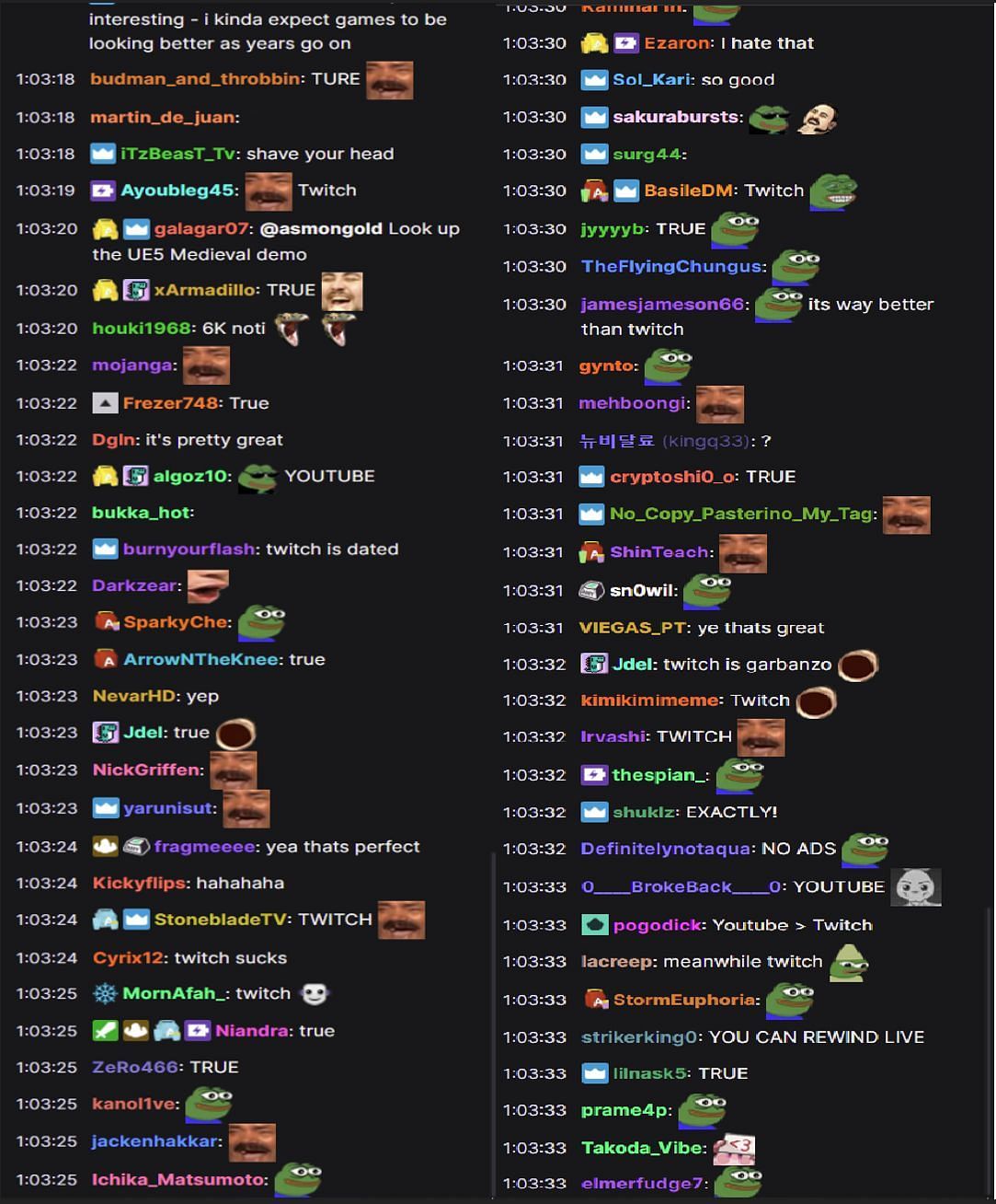 Fans reacting to the streamer&#039;s take (Images via Asmongold/Twitch chat)