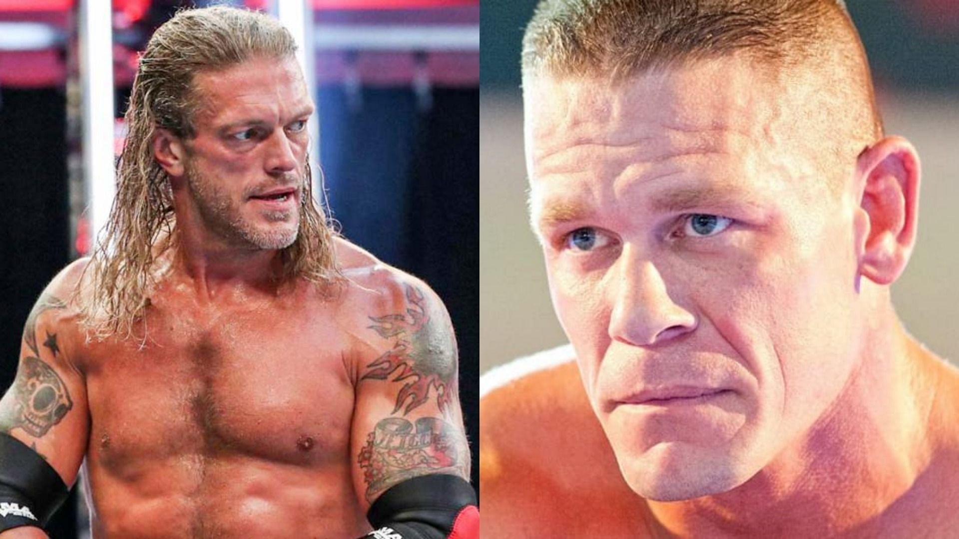 Edge (left); John Cena (right)