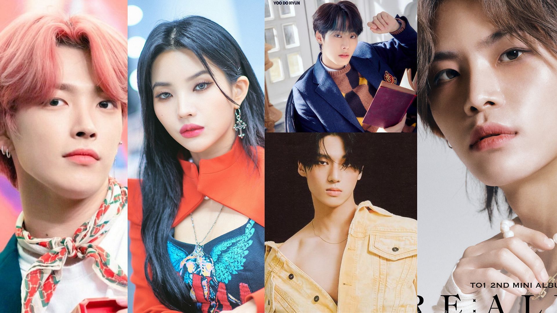 ATEEZ&rsquo;s Hongjoong, Wooyoung,(G)I-DLE&#039;s Soyeon, and more (Image via Sportskeeda)