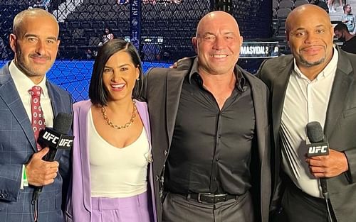 L-R: Jon Anik, Megan Olivi, Joe Rogan, and Daniel Cormier [Photo via @dc_mma on Instagram]