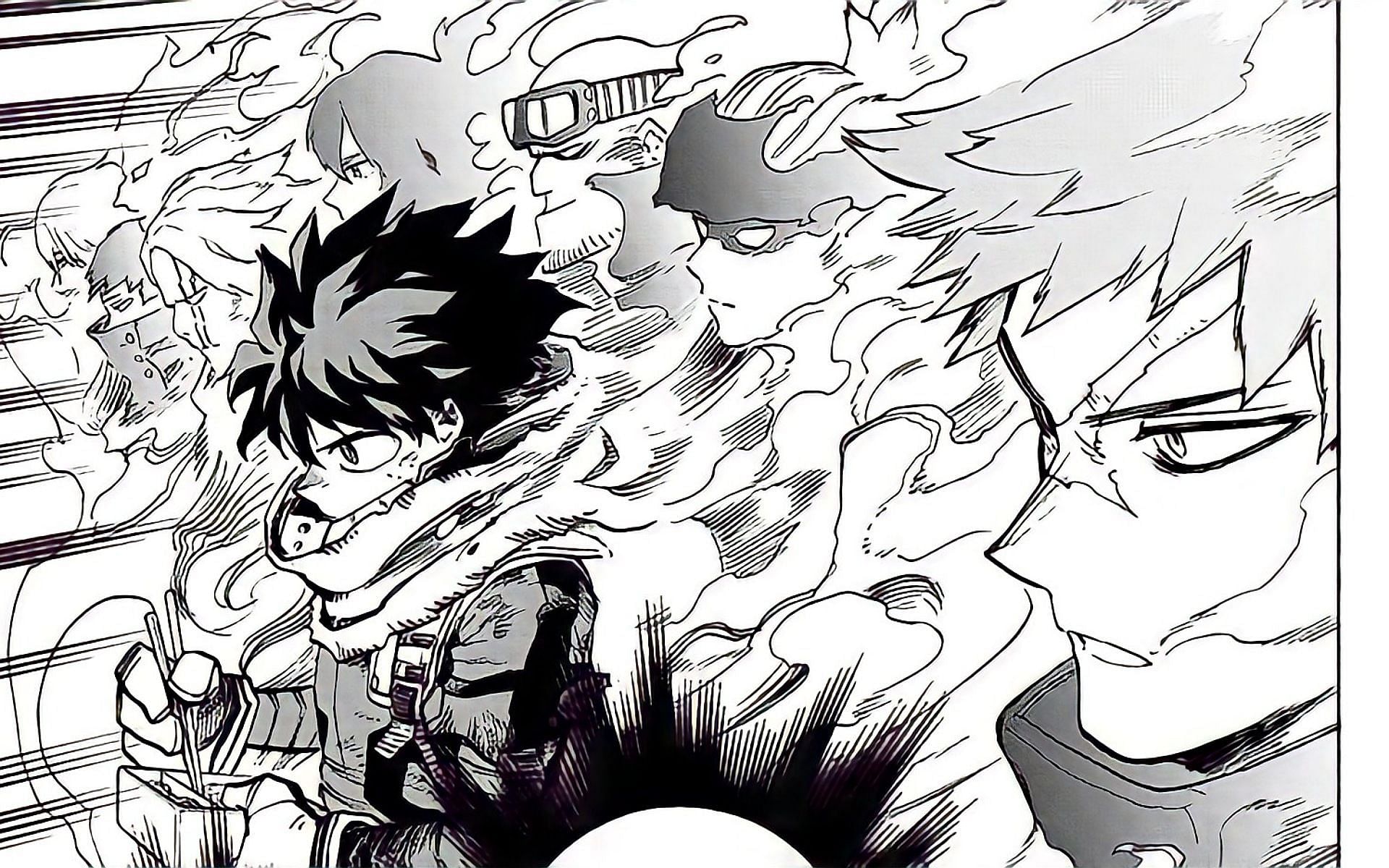 Deku with all the vestiges of OFA (Image via Shueisha)