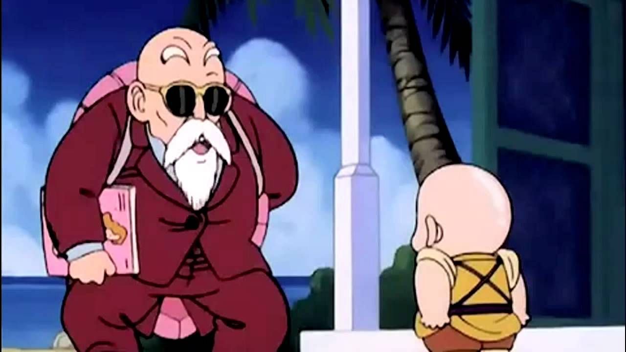 Master Roshi (left) and Krillin (right) as seen in the series&#039; original anime (Image via Toei Animation)