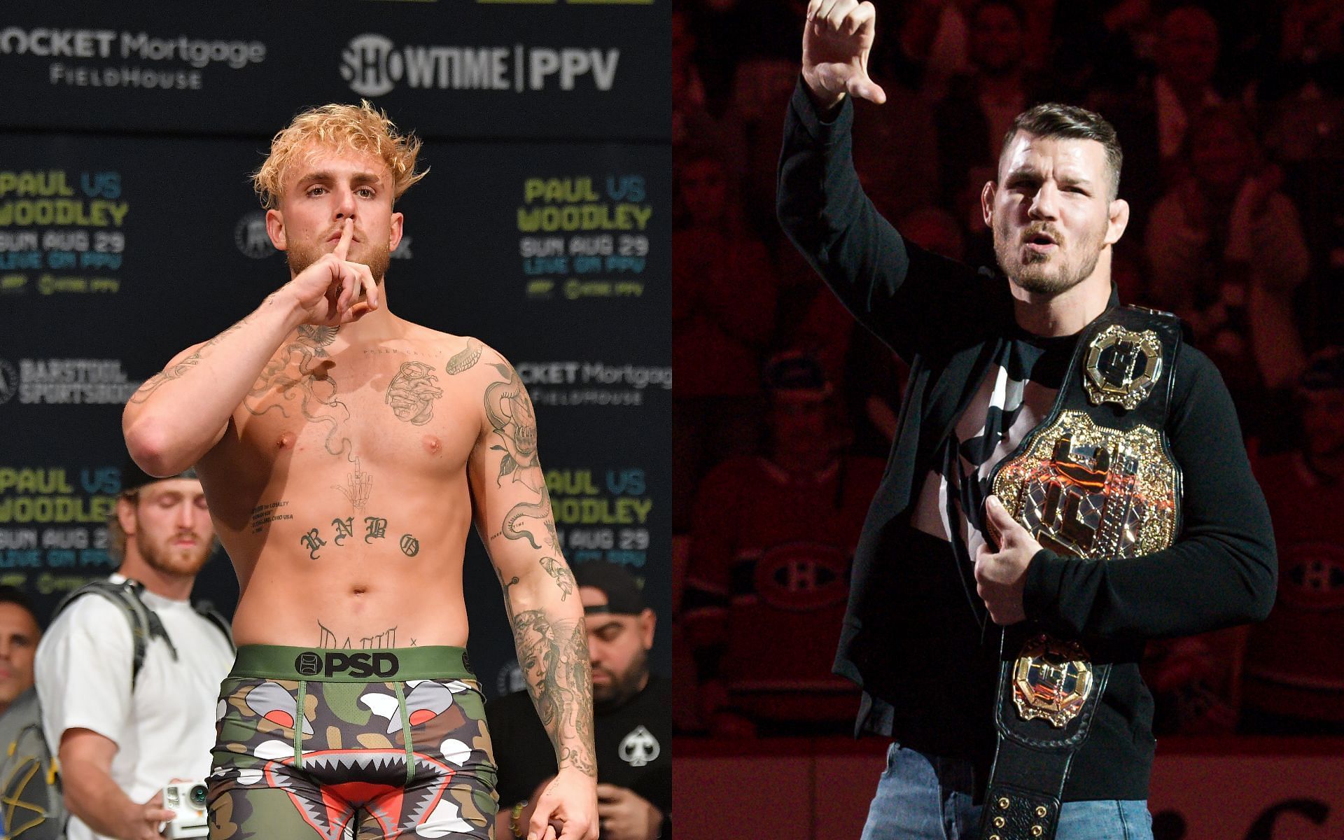 Jake Paul (left) and Michael Bisping (right) (Images via Getty)