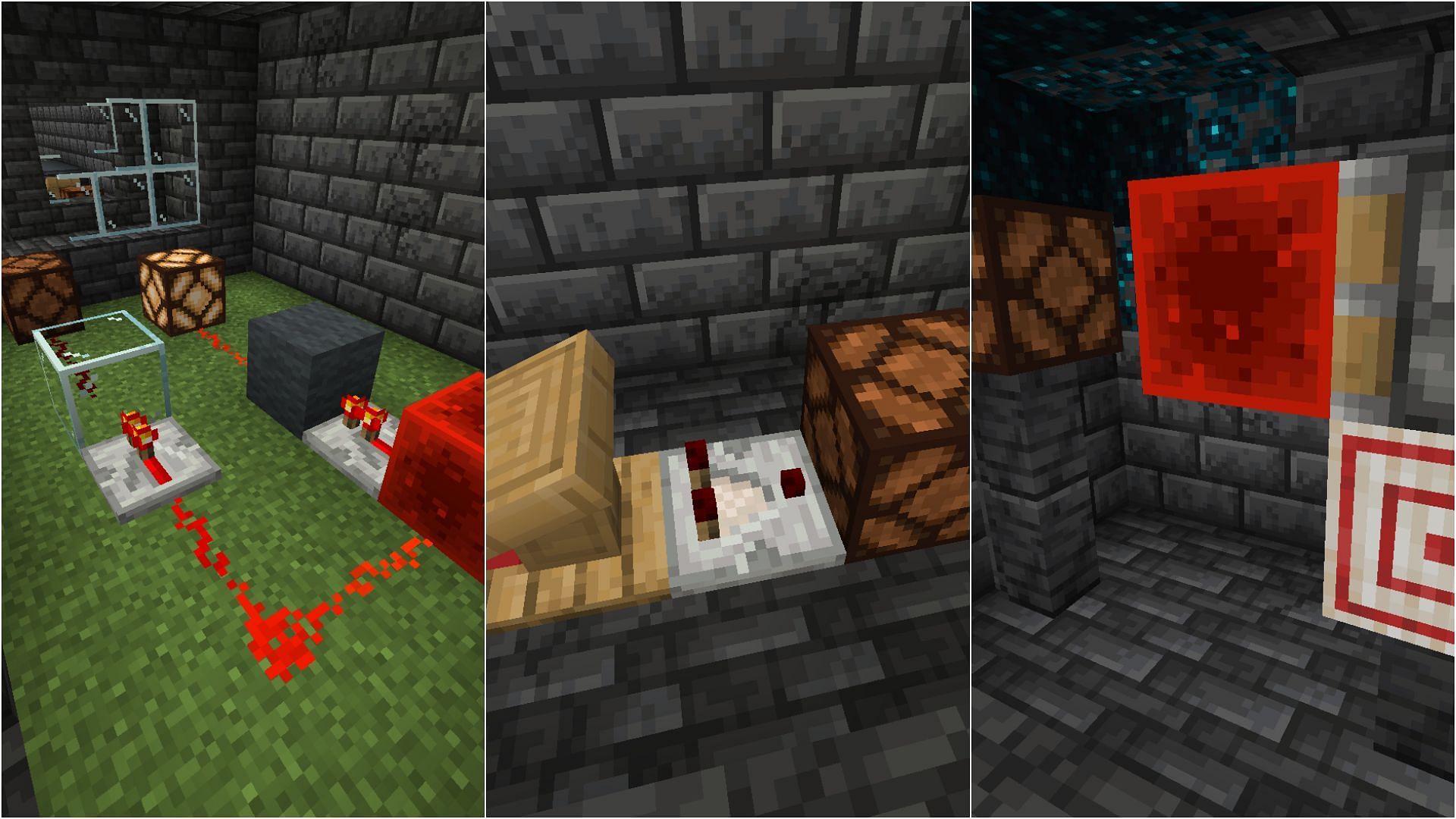 Different kinds of smaller redstone tests (Image via Minecraft)