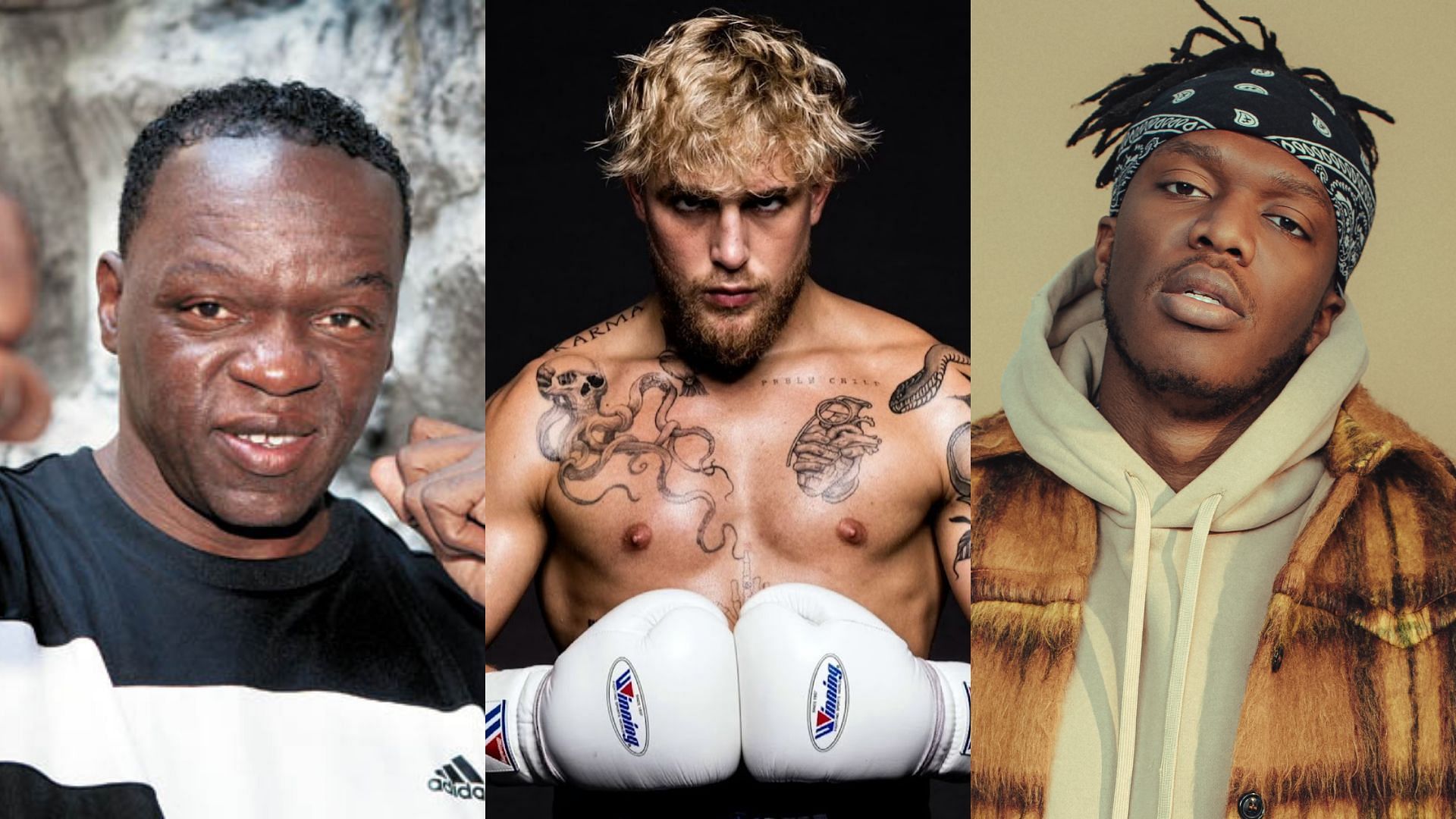 [L-R] Jeff Mayweather, Jake Paul and KSI