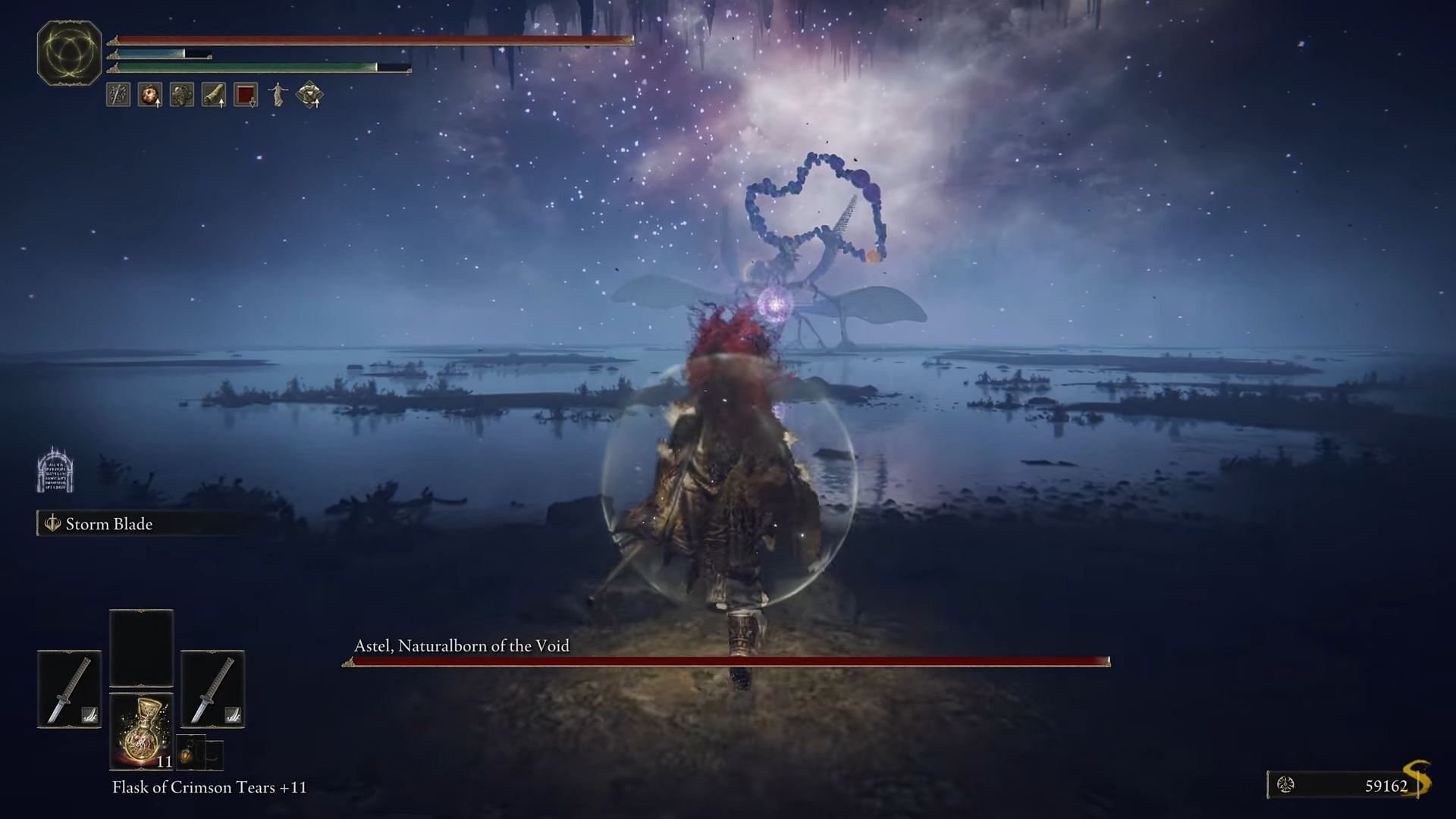 Astel&#039;s long range attacks can be problematic, but they can all be dodged easily in Elden Ring (Image via Shirrako/Youtube)