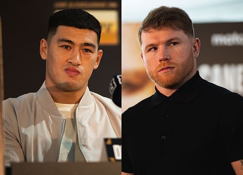 Dmitry Bivol (left) believes he can beat Canelo Alvarez (right) on May 7