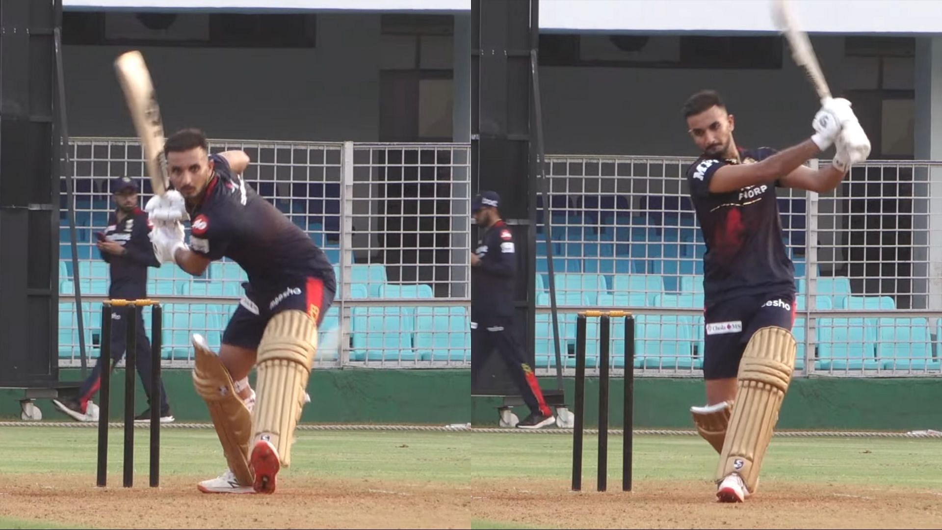 Harshal Patel has been working hard on his batting skills in the training sessions. (Image Source: RCB/YouTube)