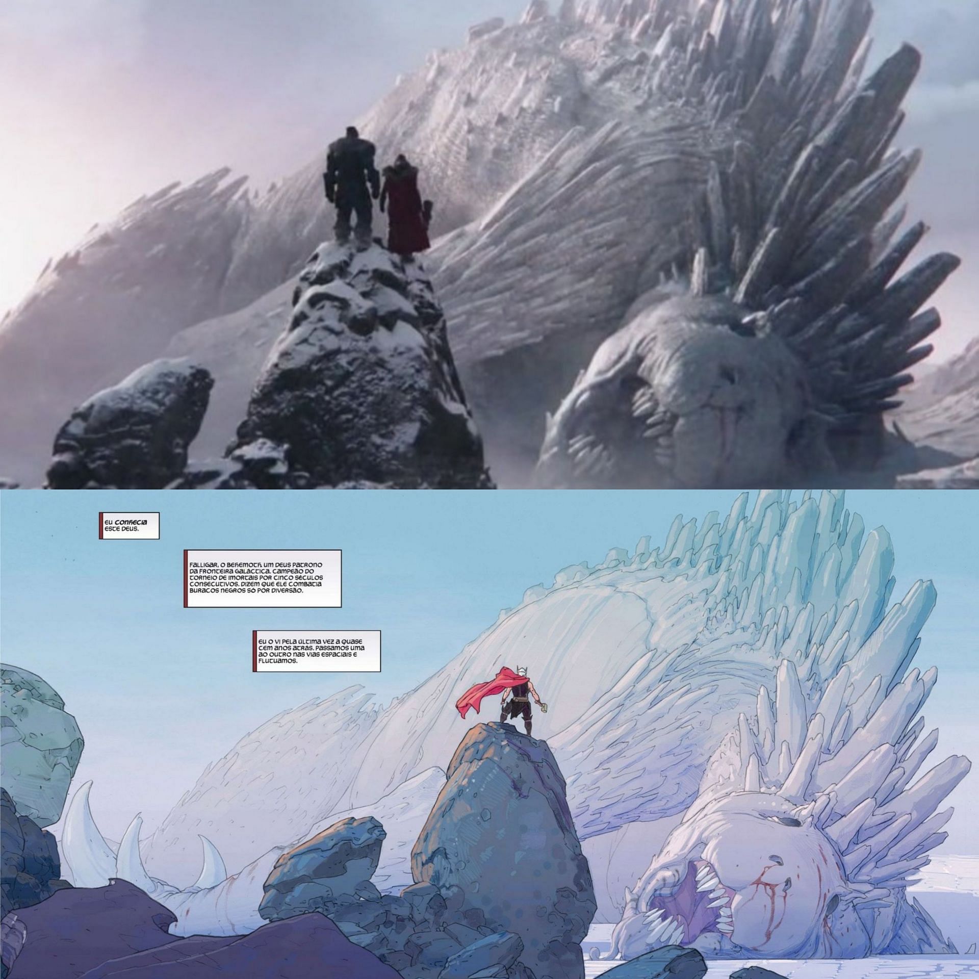 Comparison between the two scenes (Images via Marvel Comics and Marvel Studios)