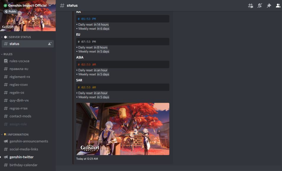 Servidor de Discord Genshin Impact Português do Brasil