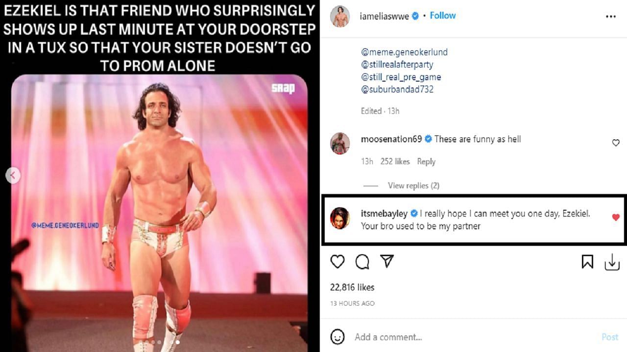 Bayley&#039;s comment on the latest post shared by Elias&#039; younger brother