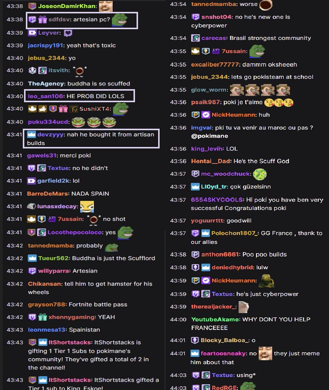 Fans reacting to the streamer&#039;s take (Images via Pokimane/Twitch chat)