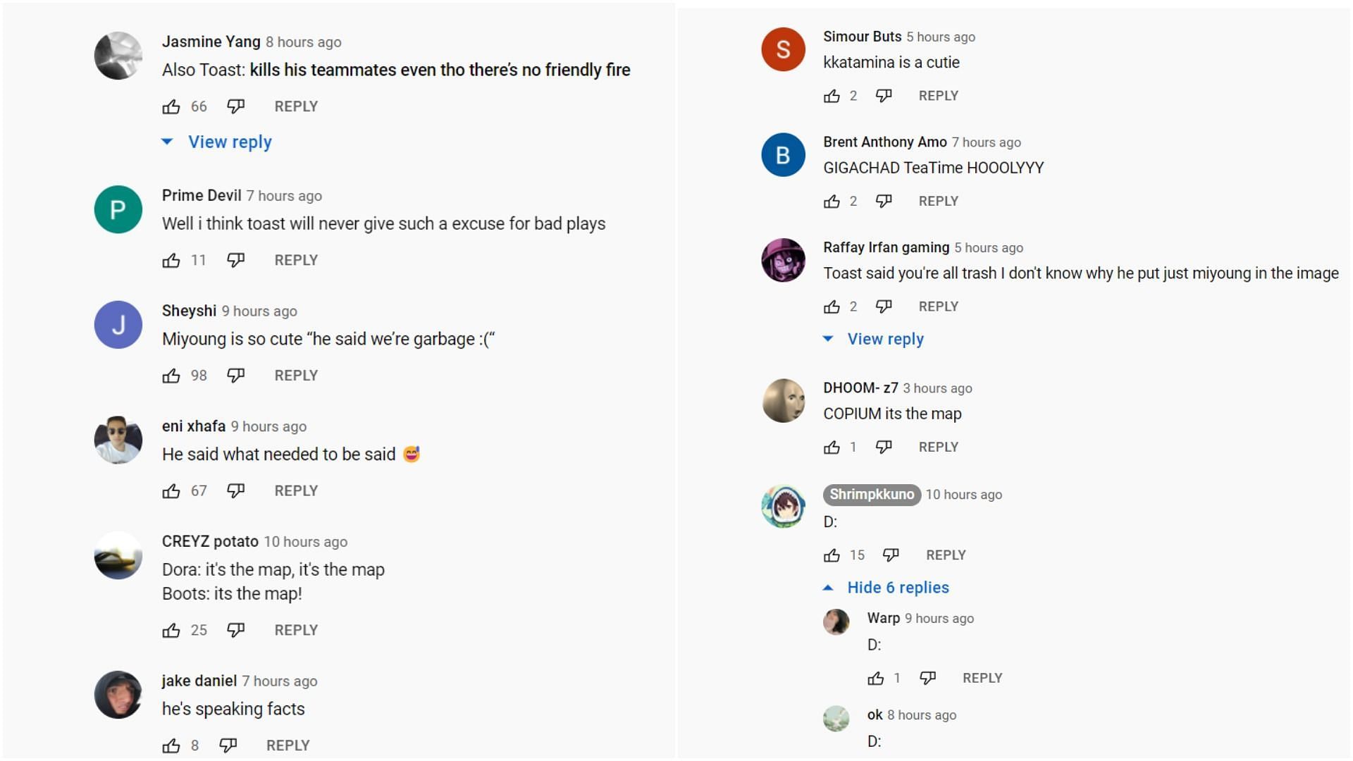 Fans react to the sudden burst out (Image via YouTube comment section/Shrimpkkuno)