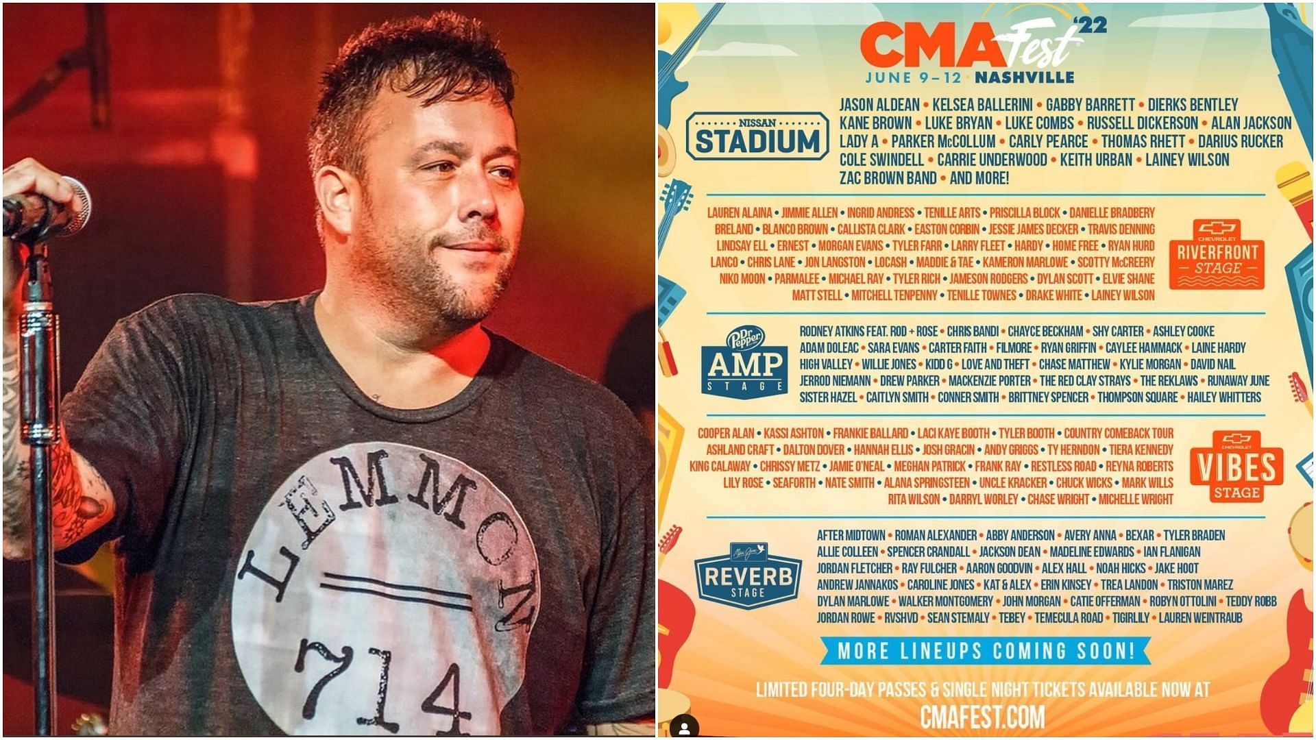 Matthew Shafer or Uncle Kracker is among the performers at the CMA fest this year. (Image via Twitter/ @unclecracker and @cma)
