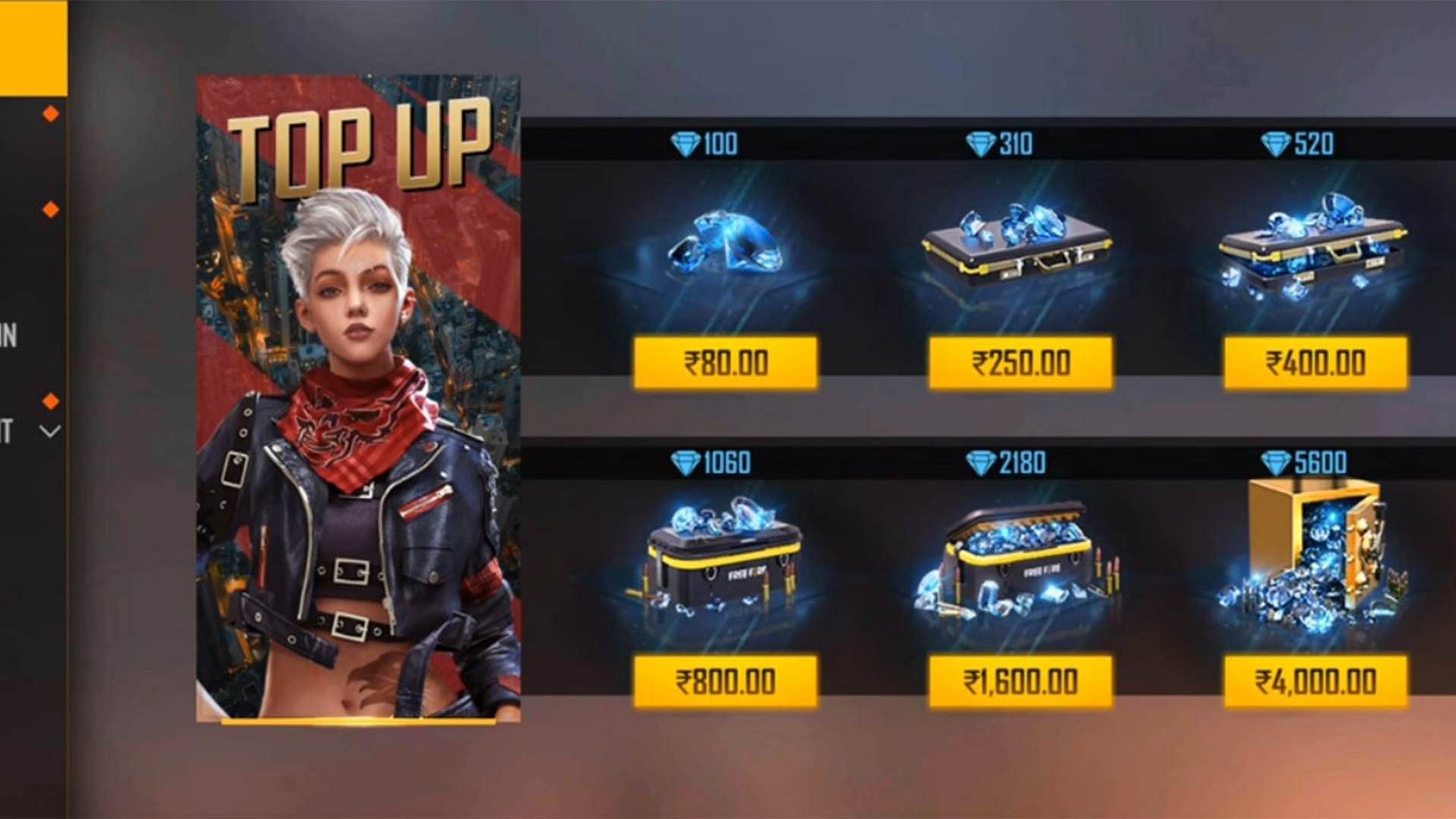 Free Fire diamonds top-up via the in-game top-up center (Image via Garena)