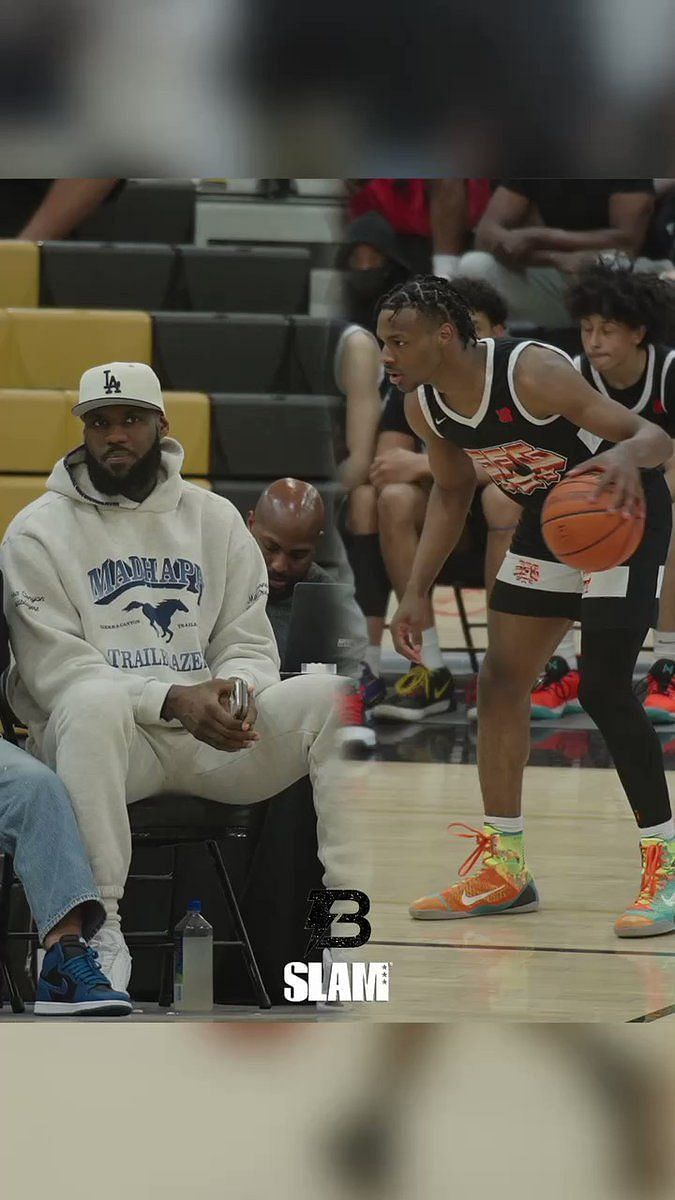 ICYMI: LeBron James watches on as son Bronny drops 28 points in Strive For  Greatness' blowout win over Paul George Elite