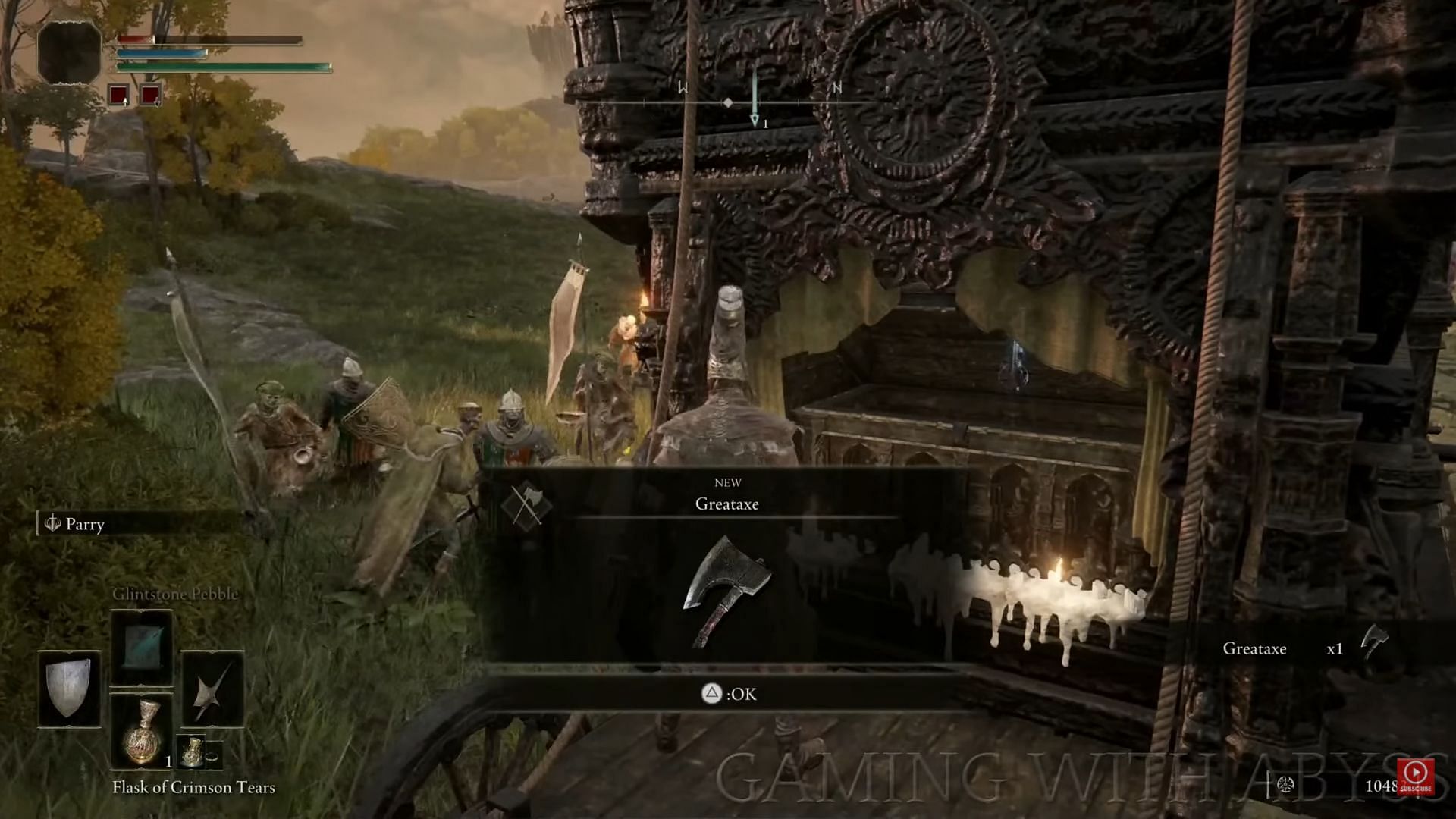 The Greataxe is a simple weapon, but it is a powerful early game strength option in Elden Ring (Image via YouTube/Gaming with Abyss)