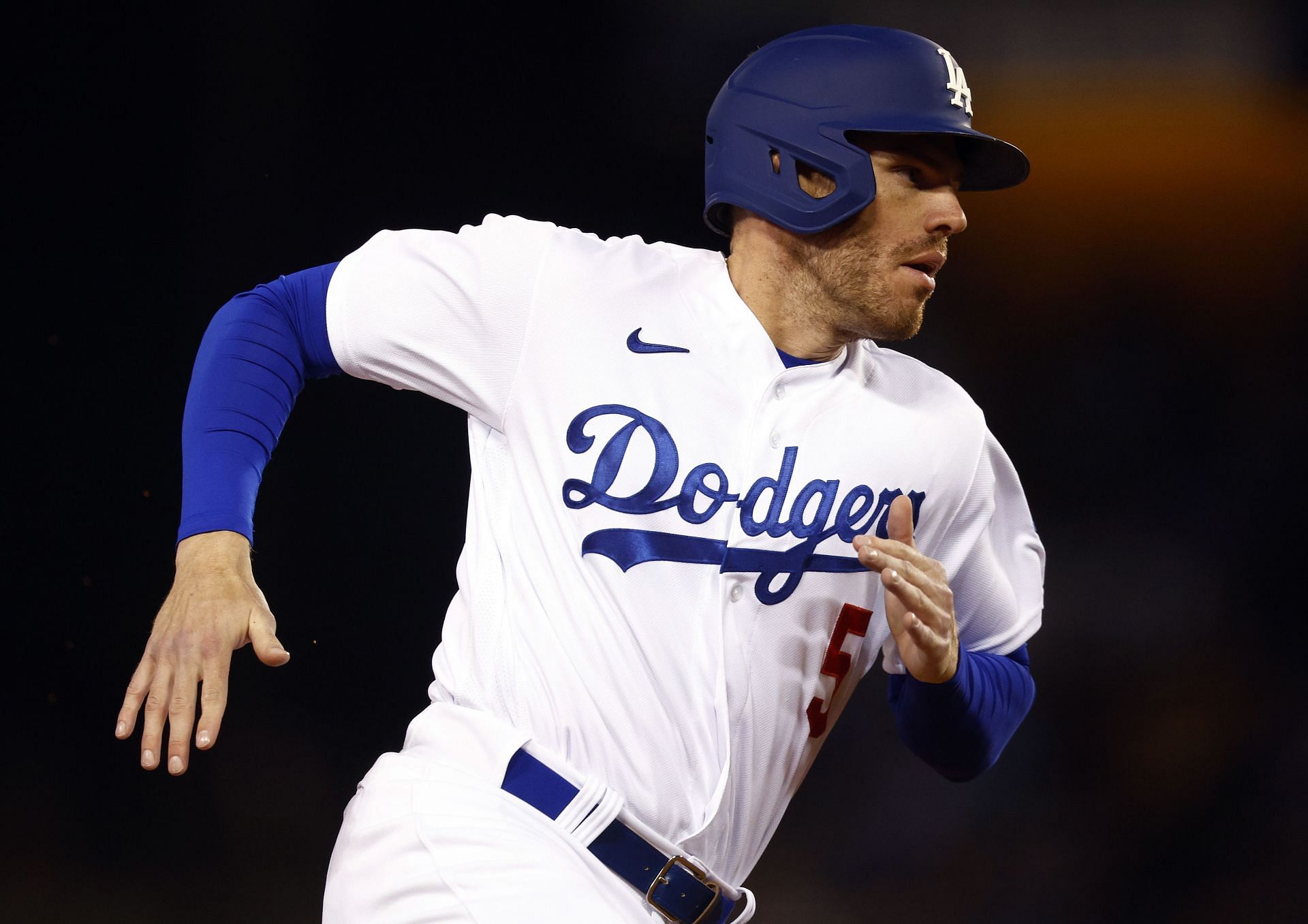 Freddie Freeman rounds the bases during last night's Reds v Dodgers game