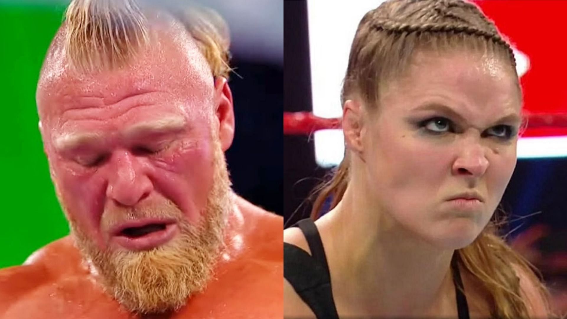 Brock Lesnar (left); Ronda Rousey (right)
