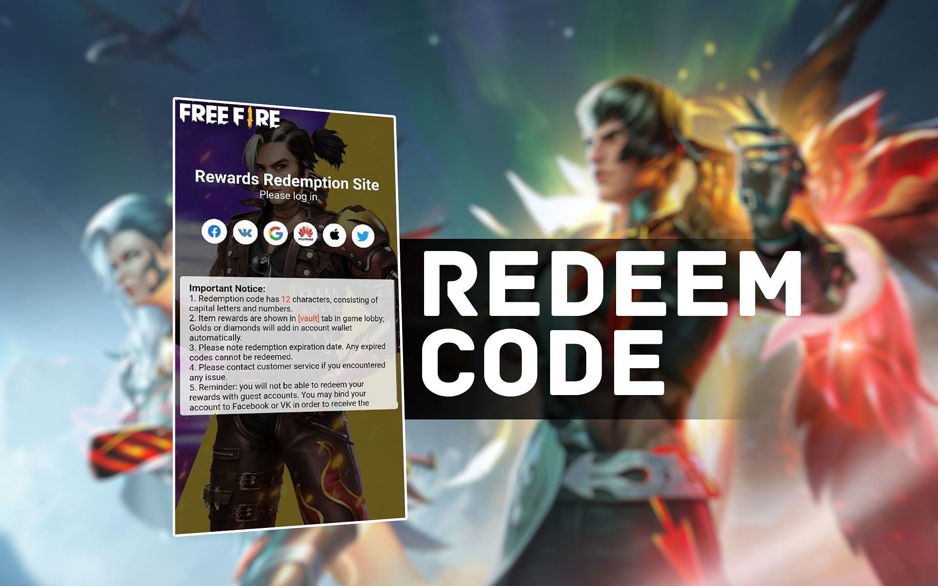 Garena Free Fire diamonds redeem code and redemption guide (2022)
