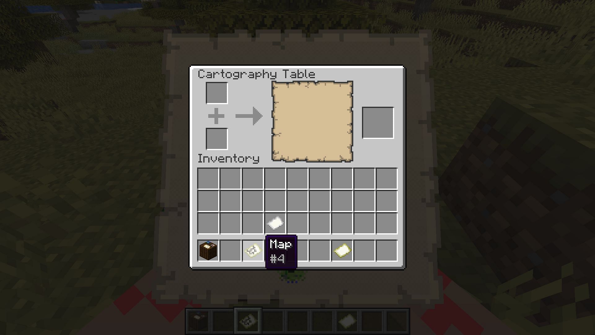 Cartography table interface (Image via Minecraft)