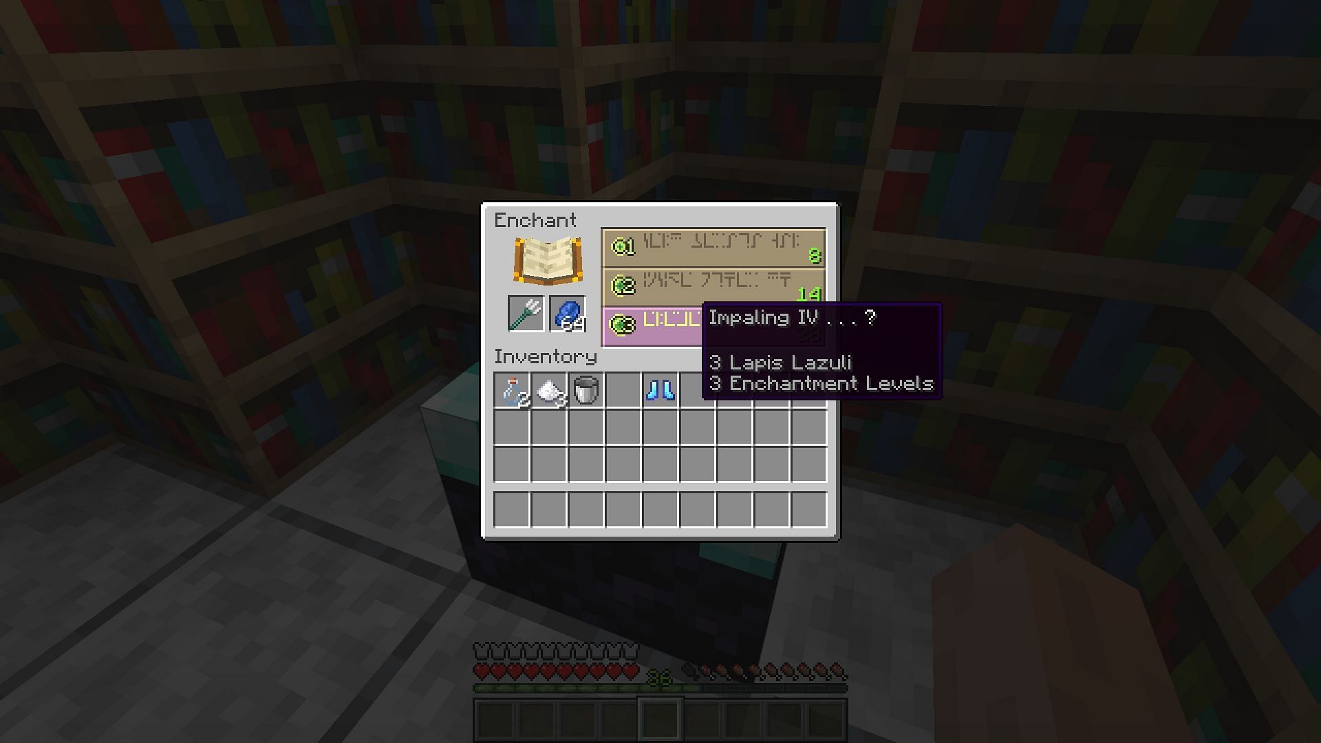 A player enchanting their trident (Image via Minecraft)
