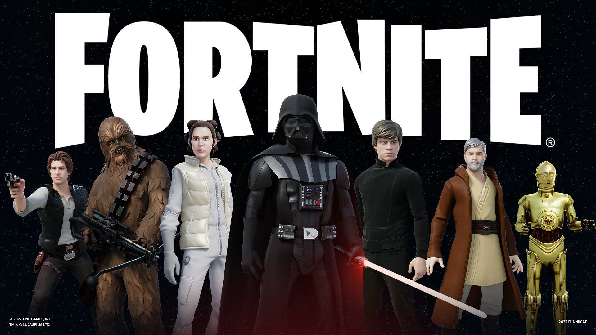 Darth Vader and other Star Wars characters in Fortnite Chapter 3 Season 3 (Image via funniicat/Twitter)