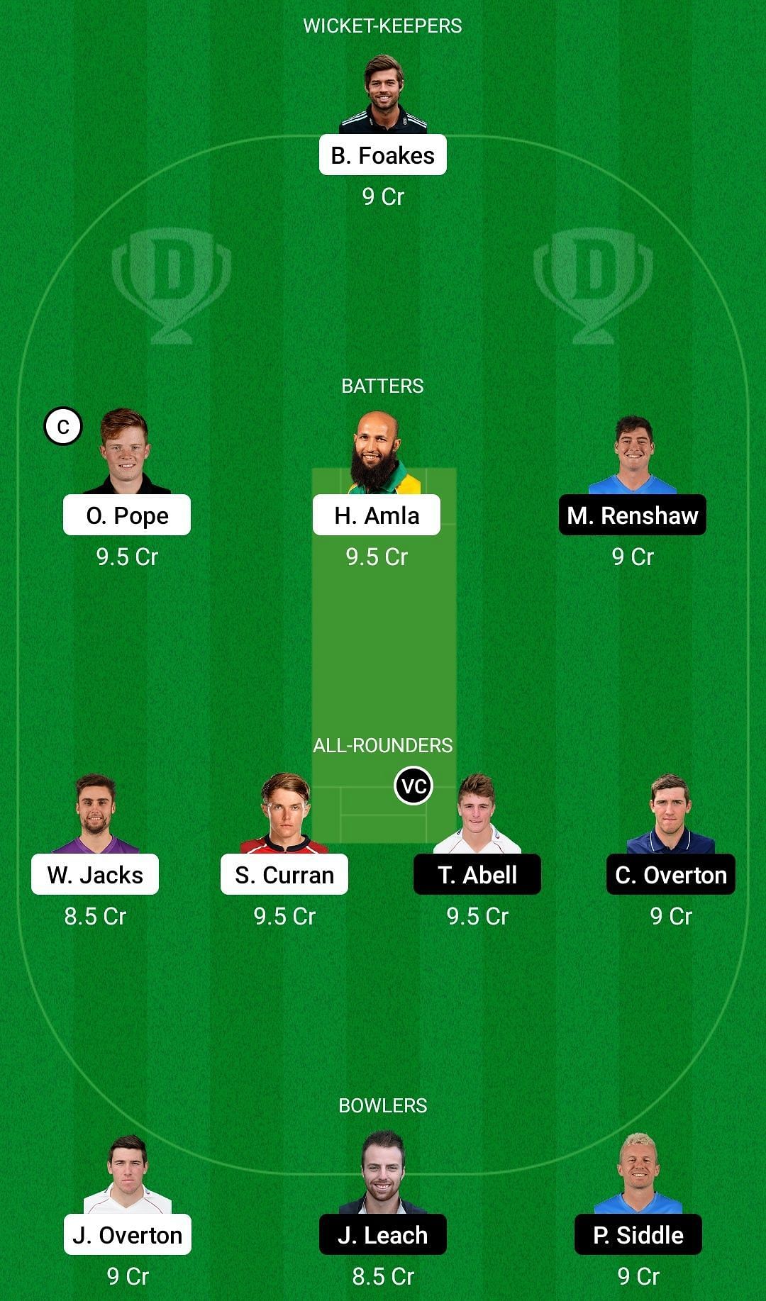 Dream11 Team for Surrey vs Somerset - County Championship 2022.