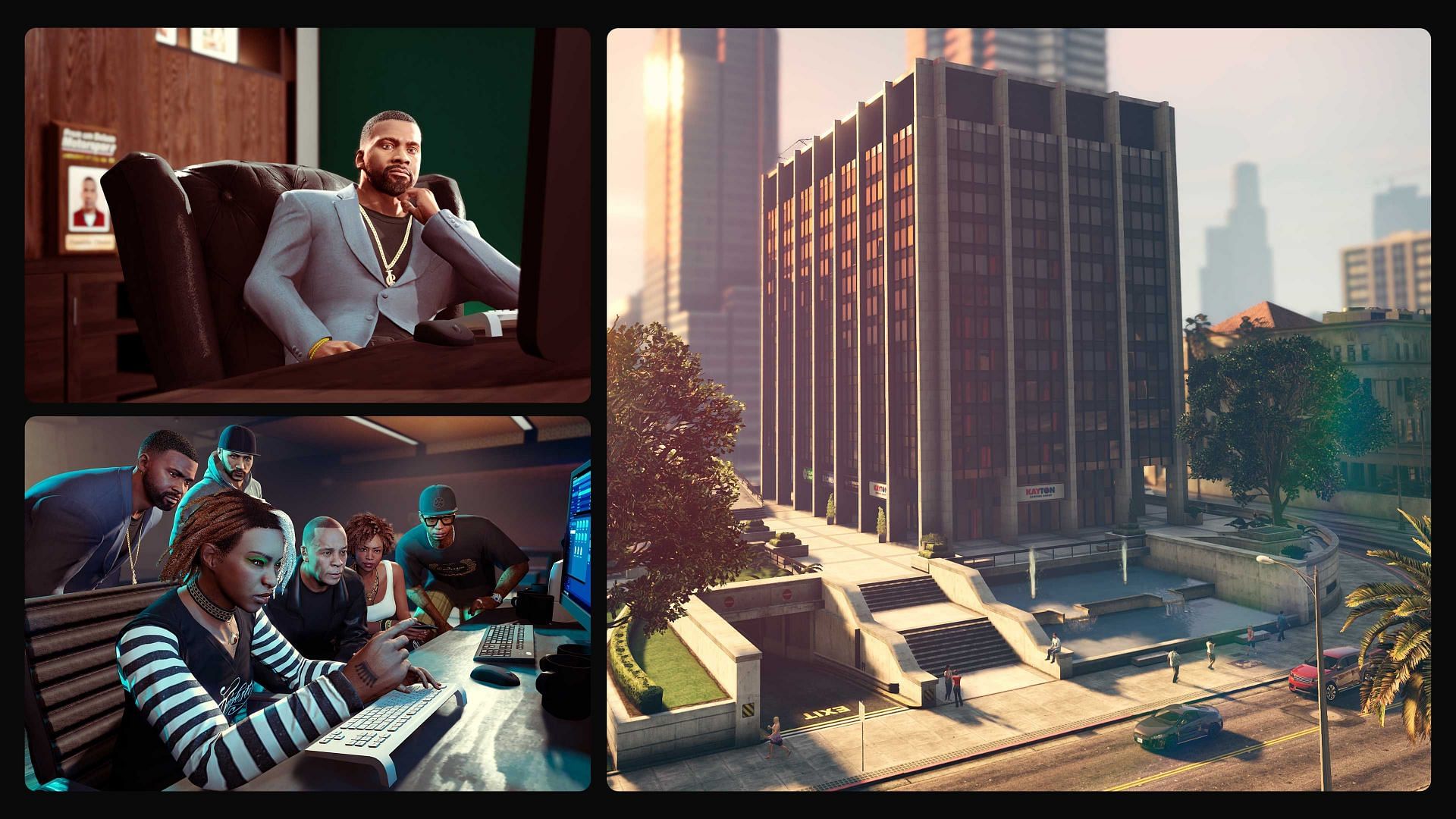 Some screenshots related to the Agency (Image via Rockstar Games)