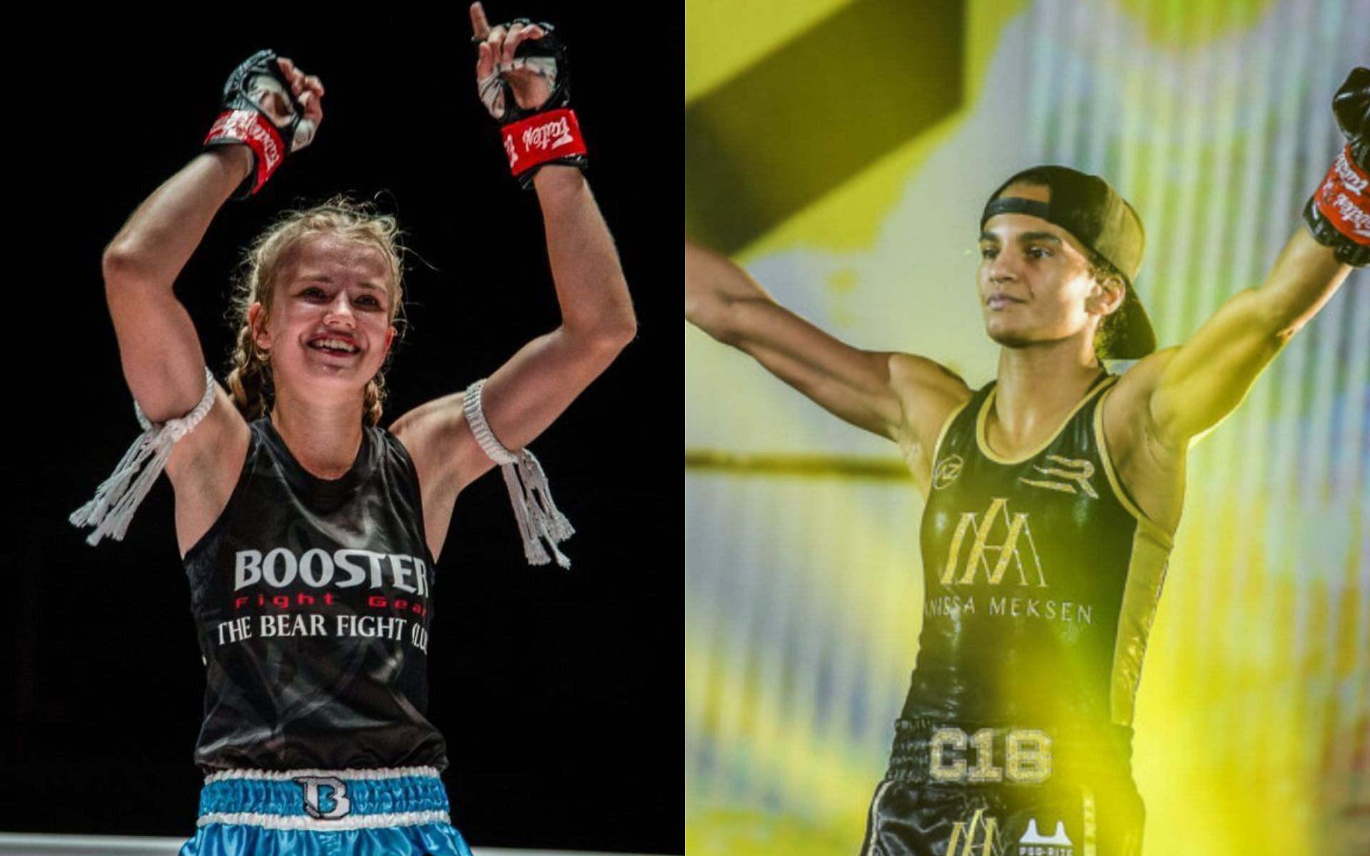 Anissa Meksen (right) plans to knock Marie Ruumet (left) out in the first round of their Muay Thai fight at ONE: Eersel vs. Sadikovic [Photos: ONE Championship]