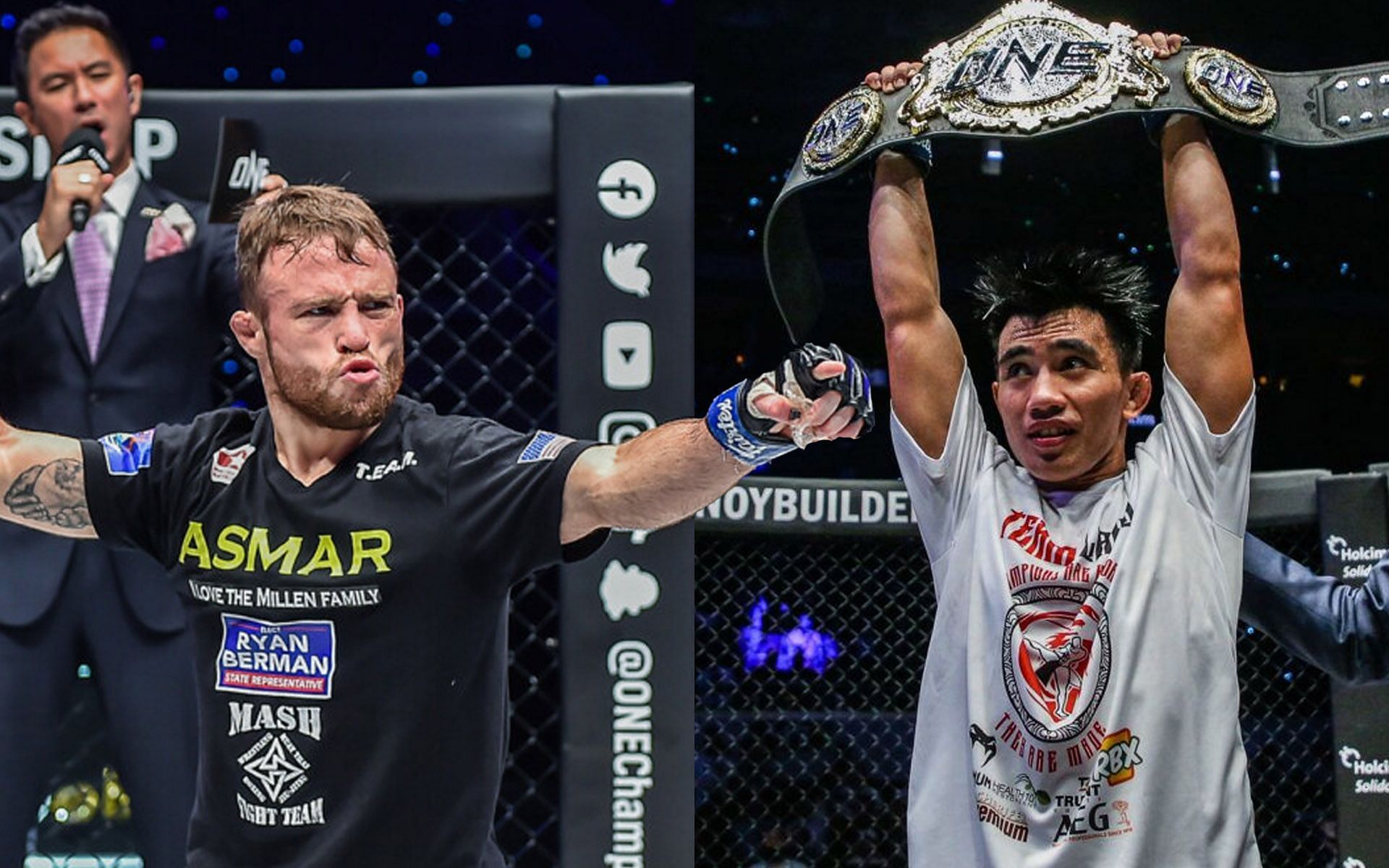 Jarred Brooks (L) wants his dad by his side when he challenges Joshua Pacio (R) for the world title. | [Photos: ONE Championship]