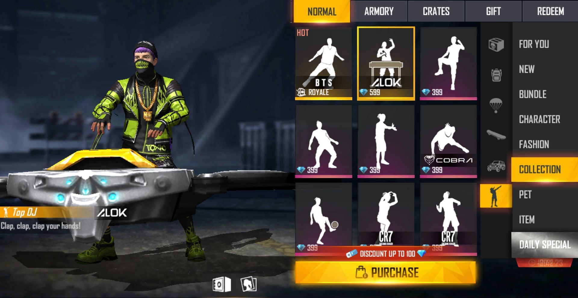 Buying the emotes straight away is the main method that players can use (Image via Garena)