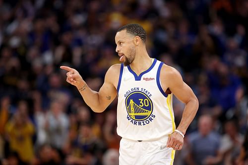 Stephen Curry reacts to a play against the Denver Nuggets