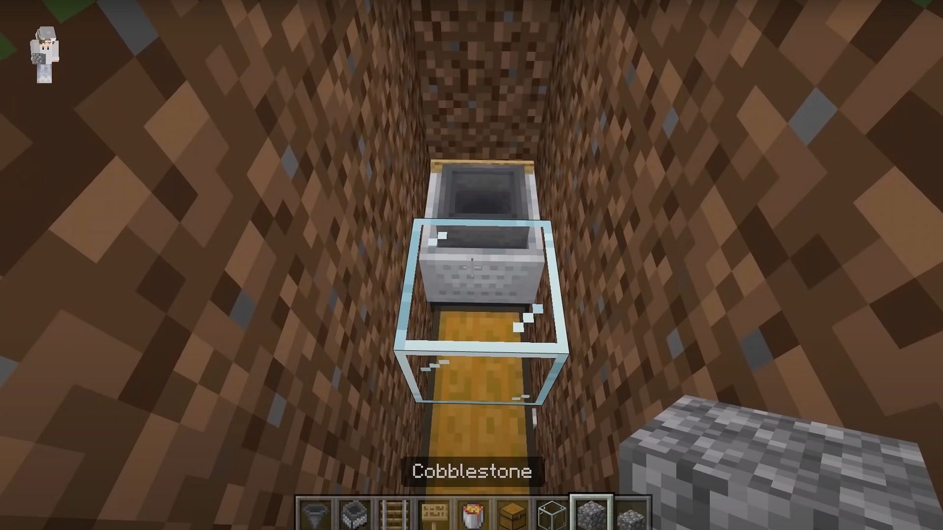 Players must add glass in front of the minecart with hopper (Image via JC Playz/YouTube)