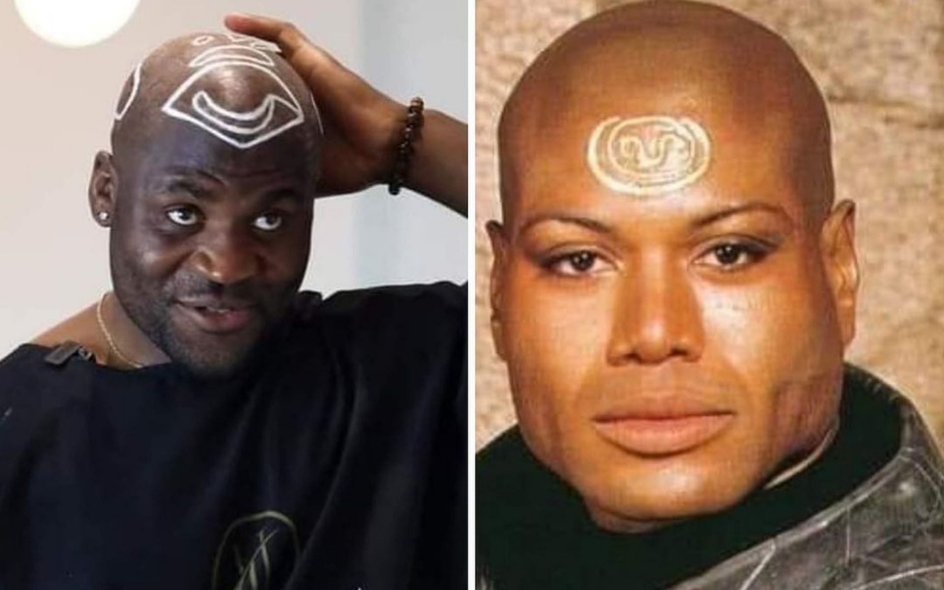 Francis Ngannou (left) compared his look to Teal&#039;c from Stargate SG-1 [Pic credits: @francisngannou Instagram]