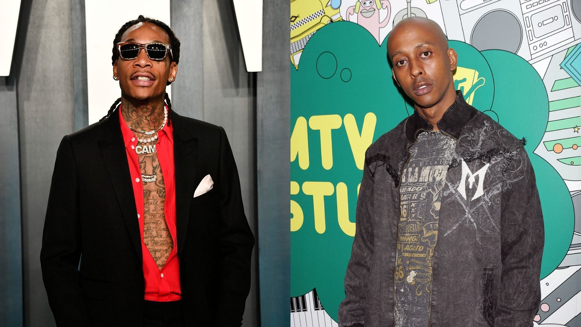 Wiz Khalifa was mocked by Gillie Da Kid for inappropriate gym attire (Image via Frazer Harrison and Scott Gries/Getty Images)