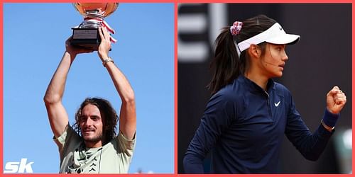 Stefanos Tsitsipas won the Monte-Carlo Masters while Emma Raducanu won her first match on clay