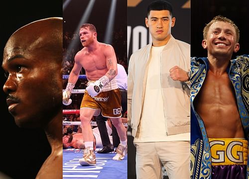 (L-R) Tim Bradley, Canelo Alvarez, Dmitry Bivol, and Gennadiy Golovkin