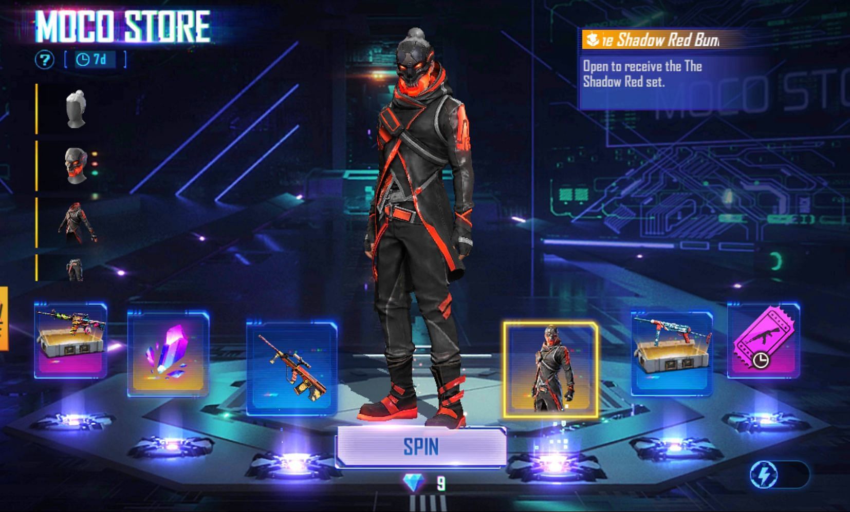Upon choosing the items, users can start spinning (Image via Garena)