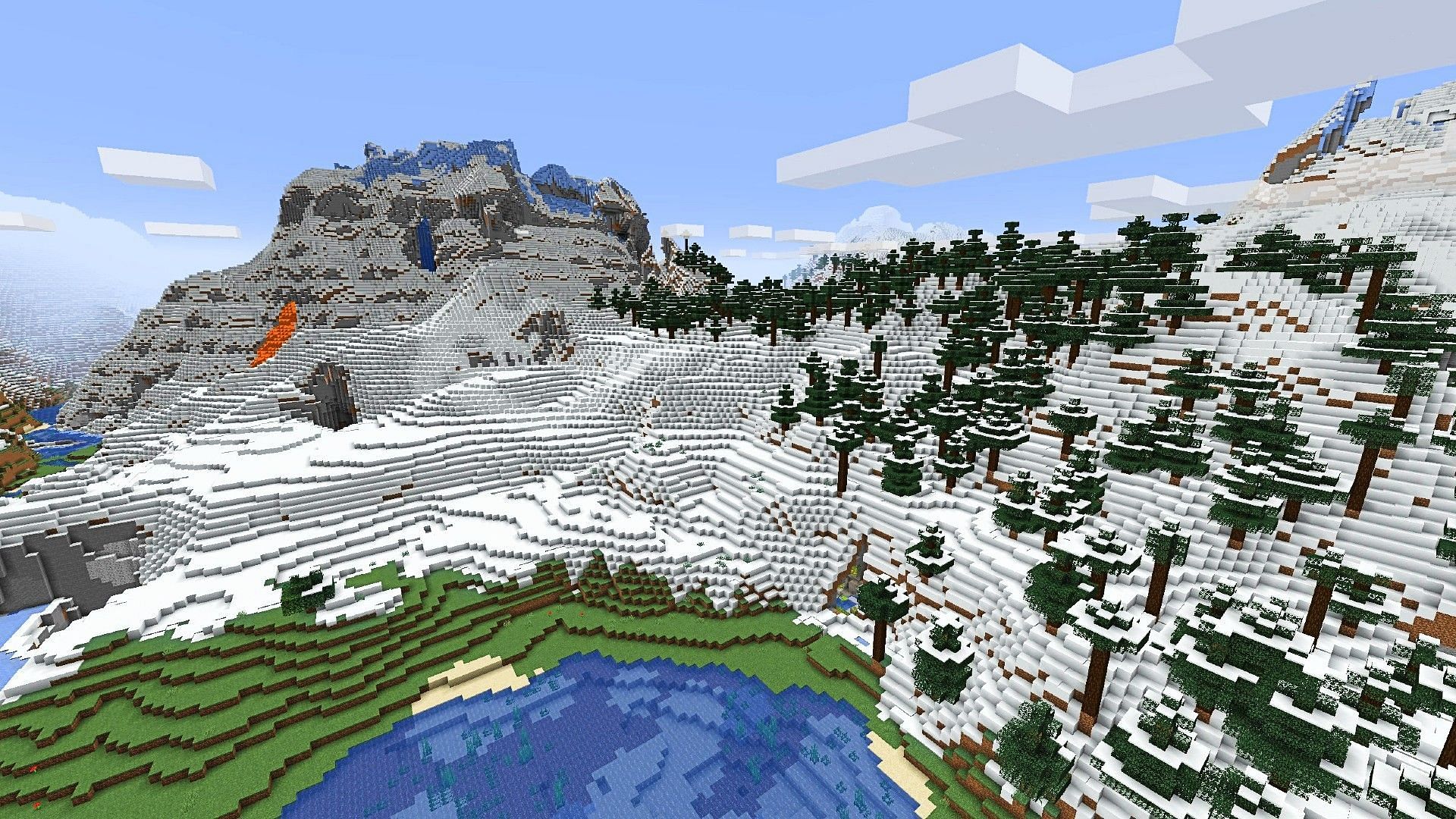 Mountains in Minecraft 1.18 (Image via Minecraft)