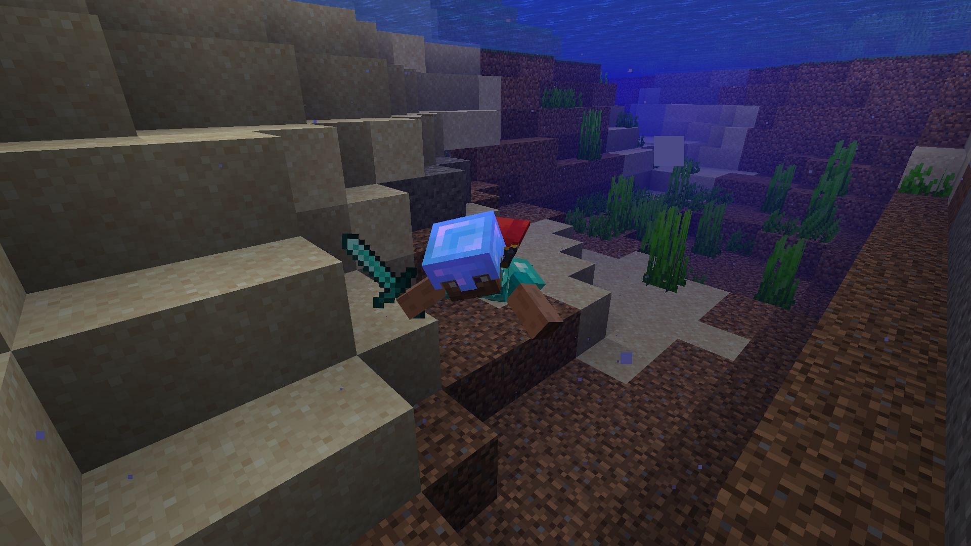 A player swimming through a river. (Image via Minecraft)